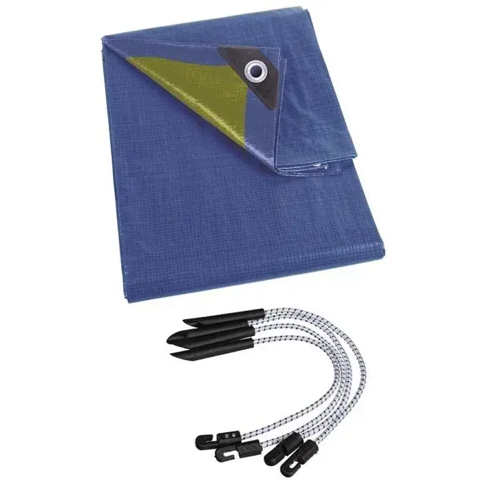 Angebot Plane - Blau/Khaki - 4x6m Inkl. Spanngurte für Plane (4 Stück)